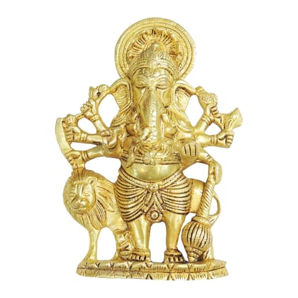 Brass Ganesh Ji Idol Statue | Lord Ganesha Murti | Ganpati Brass God Statue for Home Temple, Height : 9 Inch (BSMAS1954 G)