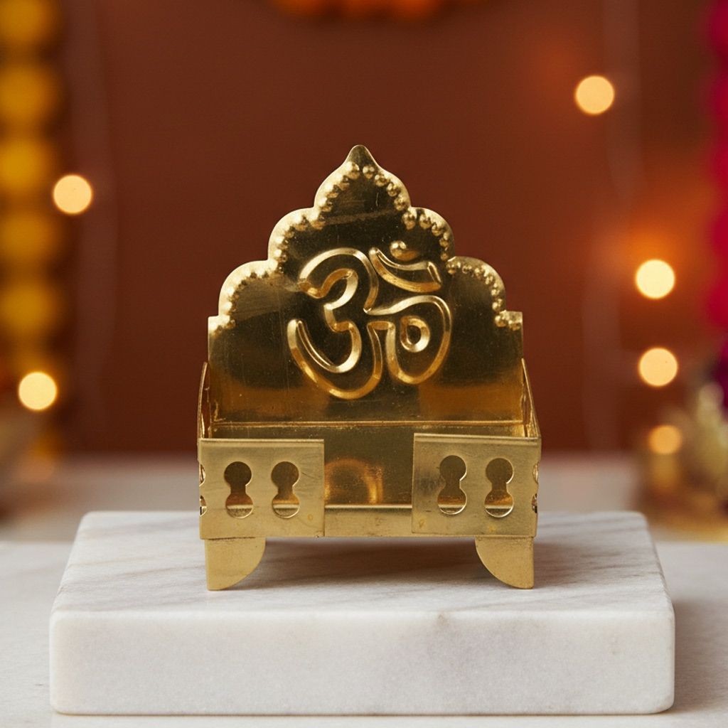 Brass Singhasan Sheet No. 4 for God Idol | Traditional Mandir Singhasan, Height : 5.7 Inch (ZMAS185 D)