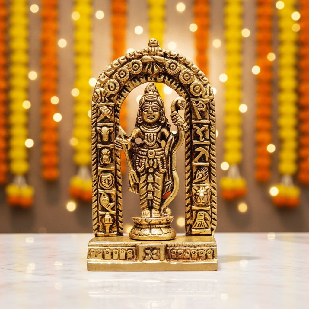 Brass Ram Lala Idol – Ayodhya Shri Ram Mandir Inspired Brass God Statue, Height : 4.2 Inch (BSMAS1741 A)