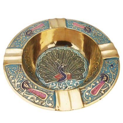 Brass Smoking Ashtray | Designer Home Accessory, Height : 1 Inch (ZMAS382 C)