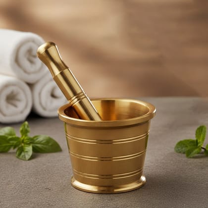 Brass Khal Batta 3 Inch | Traditional Grinding Tool | Indian Kitchen Accent, Height : 2.8 Inch (FMAS321 E)