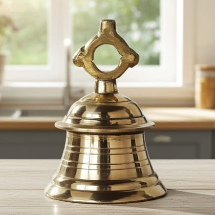 Brass Temple Hanging Ghanta, Hanging Bell, Ghanta 750 Gram - Handcrafted Temple Ghanta for Puja Use (ZMAS493 B)