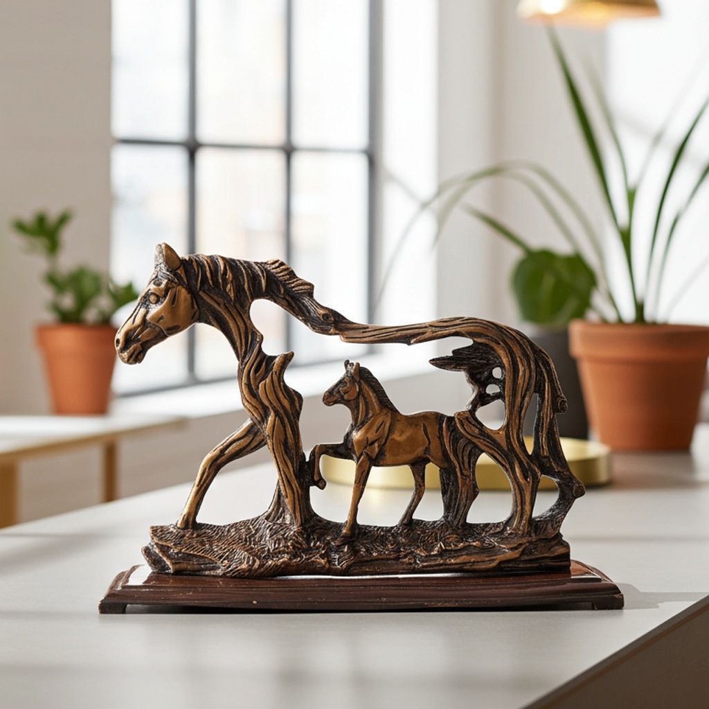 Premium Brass Horse Showpiece Statue For Home & Office Decoration, Height : 8 Inch (BSMAS1306 C)