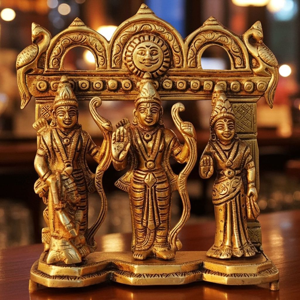 Brass Ram Darbar God Idol Statue | Premium Brass Religious Showpiece, Height : 7.3 Inch (BSMAS1394 J)