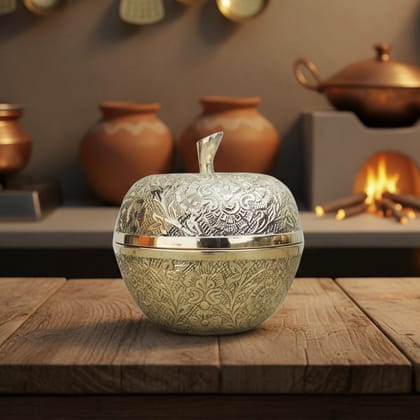 Brass Apple Shape Decorative Bowl | Festive Gift Item, Height : 3.5 Inch (FMAS316 D)