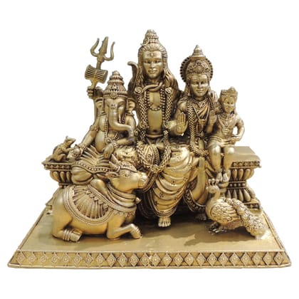 Brass Shiv Parivar Idol Statue for Home Temple, Extra Large Size, Height : 5 Inch (BSMAS1932 J)