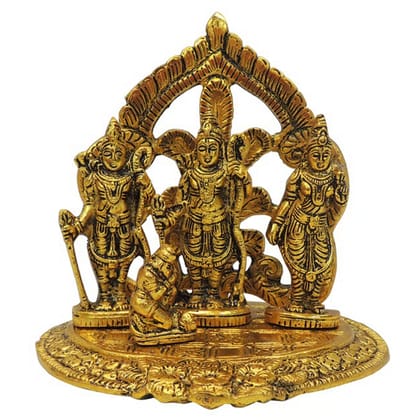 Aluminium Ram Darbar Statue for Home Mandir | Ram Parivar Puja Idol, Height : 5.7 Inch (ASMAS476 B)