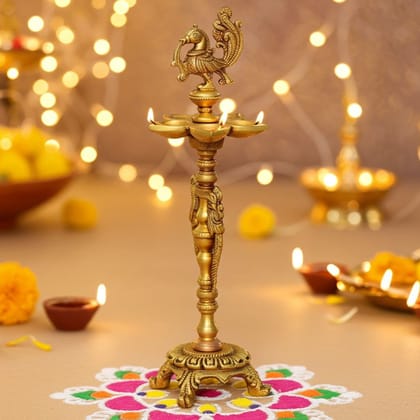 Brass Cock [Murga] Oil Lamp Deepak  - Traditional Brass Diya for Worship, Height : 12.8 Inch (BSMAS1206 A)