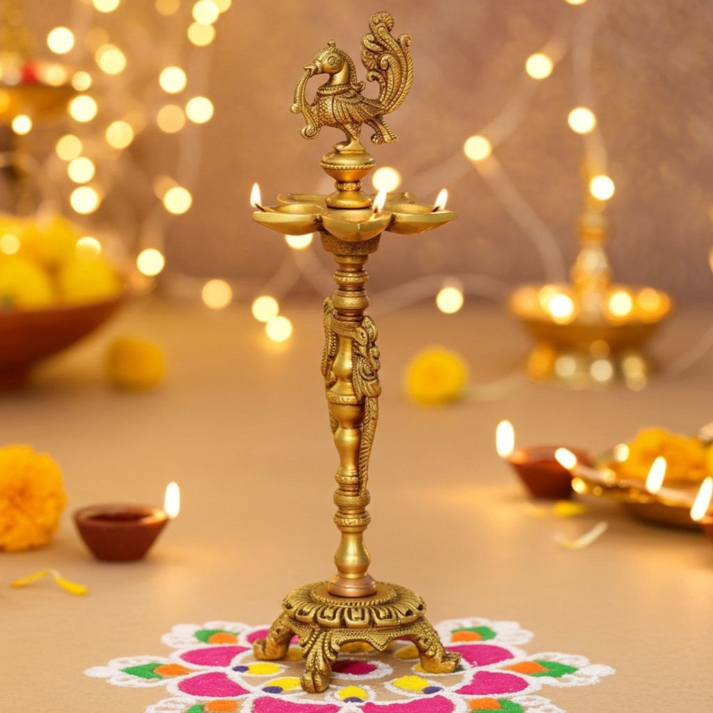 Brass Cock [Murga] Oil Lamp Deepak  - Traditional Brass Diya for Worship, Height : 12.8 Inch (BSMAS1206 A)