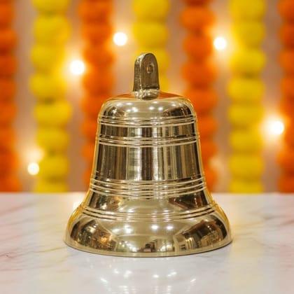 Brass Hanging Ghanta | Temple Hanging Bell For Mandir, Height : 10.5 Inch (ZMAS638 E)