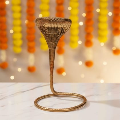 Brass Snake Decorative Showpiece | Spiritual Home Decor, Height : 22 Inch (ZMAS312 G)