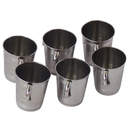 Stainless Steel Water Drinking Cup Set of 6 Steel Glasses, 120 ML (SMAS051 C)