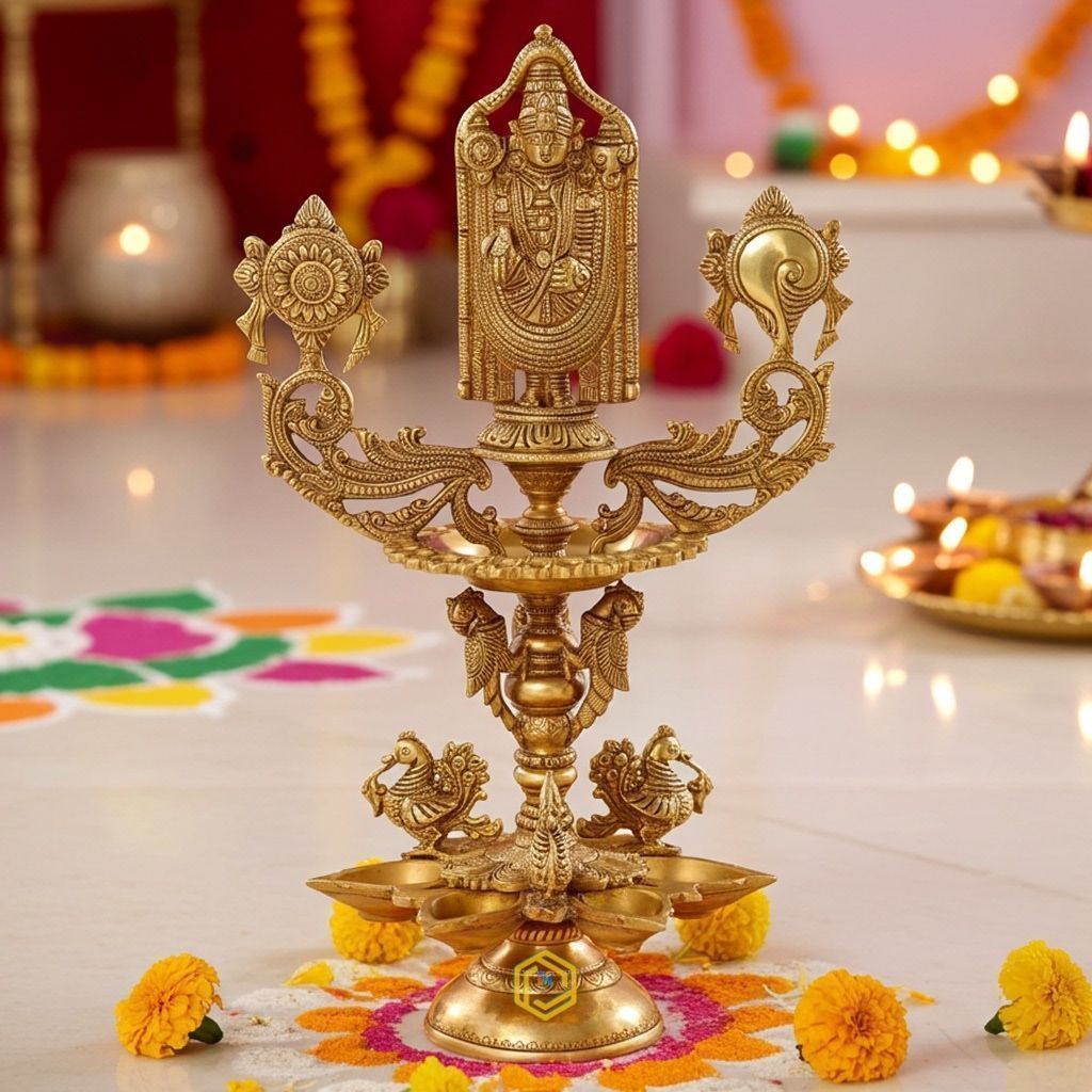 Brass Tiruipati Bala Ji Decorative Oil Lamp Deepak - Divine Deepak for Mandir & Home, Height : 20 Inch (BSMAS1205 A)