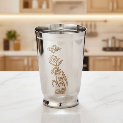 Designer Laser Etched Steel Glass 300 ML Water Tumbler (SMAS044 A)