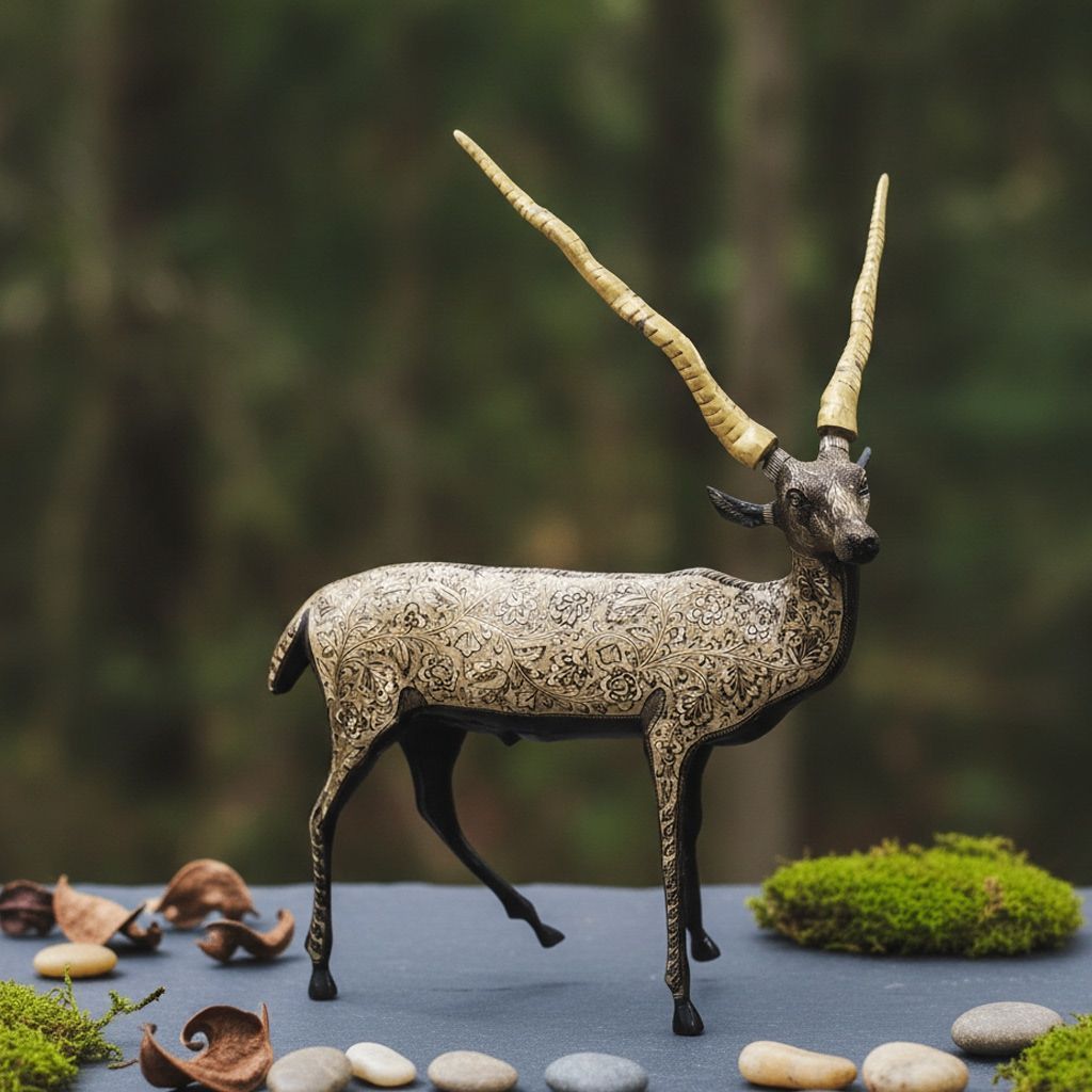 Brass Standing Deer Home Decorative Showpiece Statue for Luxury Interior Decor, Height : 33.5 Inch (ANMAS021 Y)