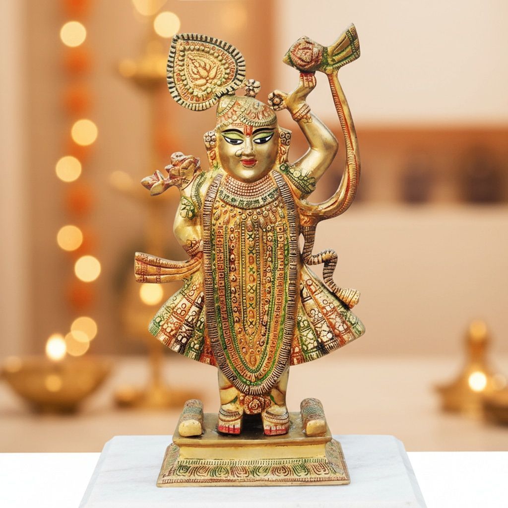 Brass Shrinath Ji / Banke Bihari Krishna Murti Idol � Handcrafted Brass Statue, Height : 17.5 Inch (BSMAS941 D)