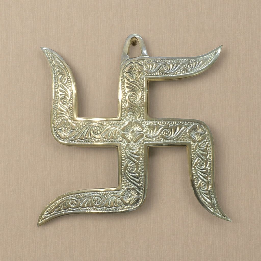 Brass Wall Hanging Swastik | Vastu Entrance Decor | Positive Energy Symbol, Height : 8 Inch (FMAS787 E)