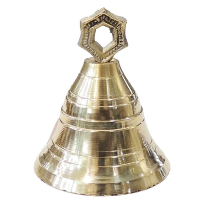 Brass Hanging Small Temple Bell Ghanti | Small Brass Ghanti | Hindu Temple Bell for Pooja Room, Height : 3 Inch (ZMAS662 E)
