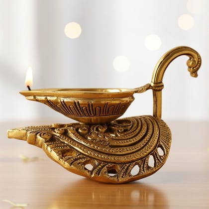 Brass Table Decor Duck Shape Oil Lamp Deepak  - Unique Table Decor Deepak, Height : 3.6 Inch (BSMAS1197 A)