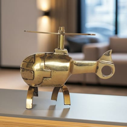 Brass Helicopter Miniature Toy | Decorative Collectible, Height : 3 Inch (ZMAS255 A)