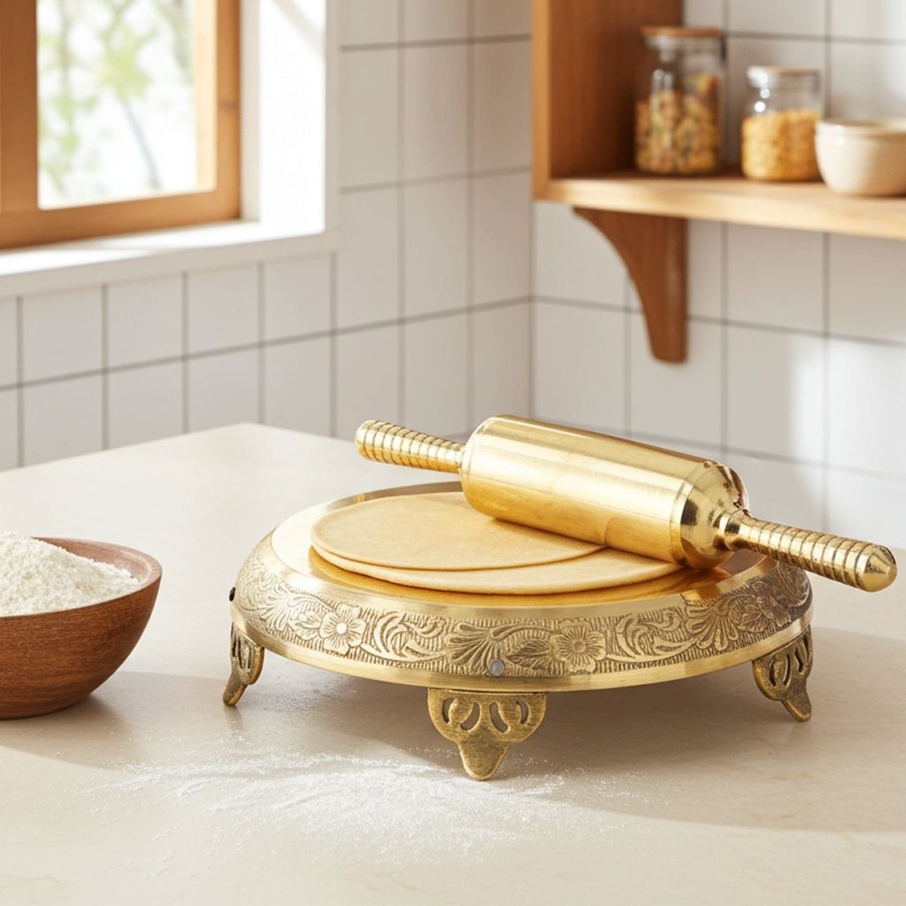 Pure Brass Chakla Belan For Kitchen Purpose (ZMAS495 B)