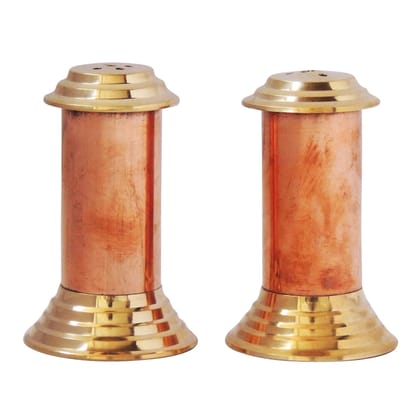 Brass And Copper Namak Dani And Mirch Dani 1.5*1.5*2.8 Inch (BCMAS137 A)