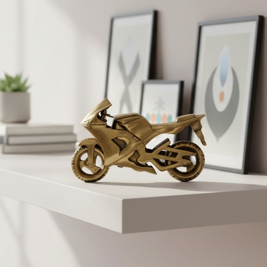 Brass R15 Bike Decorative Toy | Indian Handicraft Miniature, Height : 4.5 Inch (ZMAS328 D)