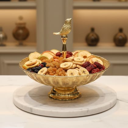 Brass Wire Netting Decorative Bowl | Modern Diwali Gifting Home Decor, Height : 7 Inch (BMAS313 A)