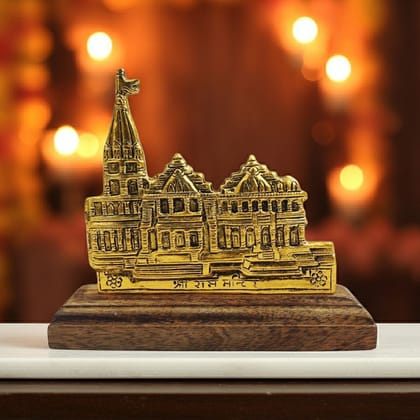 Aluminium Ram Mandir Statue – Ayodhya Ram Temple Religious Home Decor, Height : 4.2 Inch (ASMAS532 G)