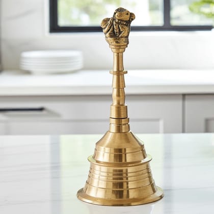 Brass Nandi Hand Bell, Ghanti No. 4, Height : 5.5 Inch (FMAS666 E)