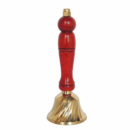 Brass Showpiece Ghanti Bell With Wood Handle, Height : 6.2 Inch (ZMAS563 D)