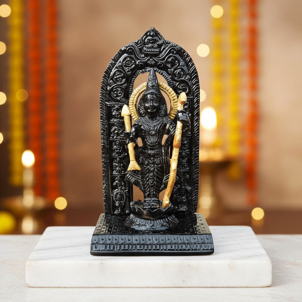 Aluminium Ram Lala Statue – Ayodhya Shri Ram Mandir Inspired God Idol, Height : 9 Inch (ASMAS472 B)