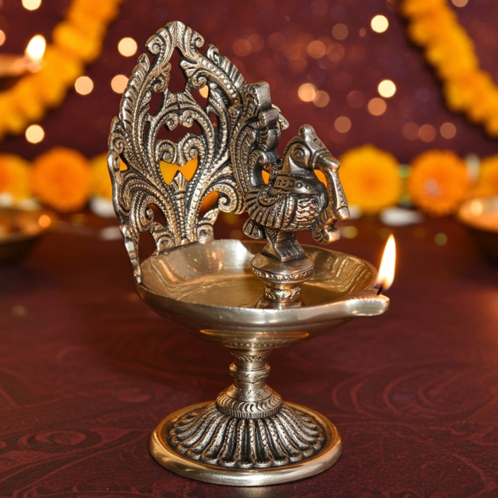 Brass Cock [Murga] Oill Lamp Deepak  - Artistic Brass Deepak for Home D�cor, Height : 6 Inch (BSMAS1196 A)