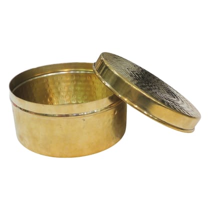 Premium Brass Laddu Storage Box | Temple Use, Height : 3 Inch (ZMAS645 E)