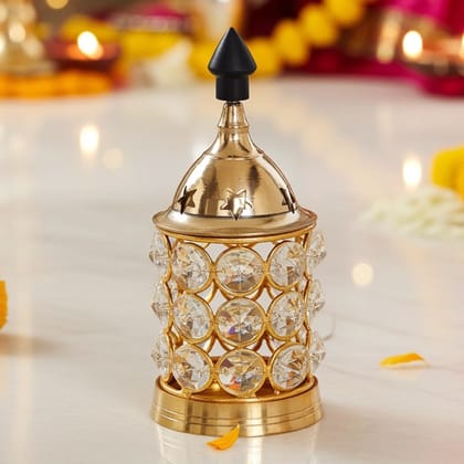 Brass Table Decor Oil Lamp Deep Jyoti No. 1  - Small Brass Oil Lamp for Daily Puja, Height : 4.5 Inch (FMAS320 A)