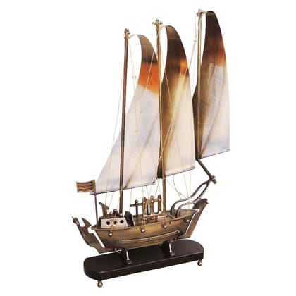 Traditional Brass Ship Showpiece – Vintage Home Decor Accent, Height : 30.3 Inch (MRMAS172 D)
