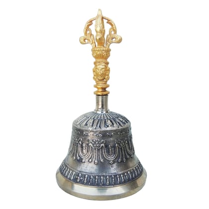 Pure Bronze Metal Hand Bell, Kansa Hand Bell No. 3, Height : 6.5 Inch (ZMAS114 D)