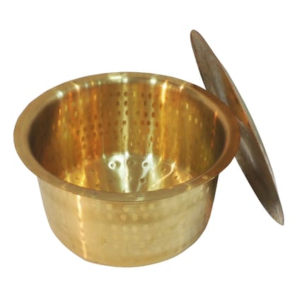 Brass Bhagona With Lid 5.5 Liter | Large Capacity Cooking Pot, Height : 6 Inch (ZMAS637 G)
