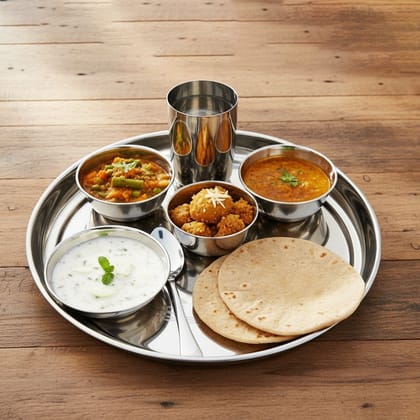 Laser Design Stainless Steel Thali Set 7 PCS Craft Code 152 (SMAS061 B)