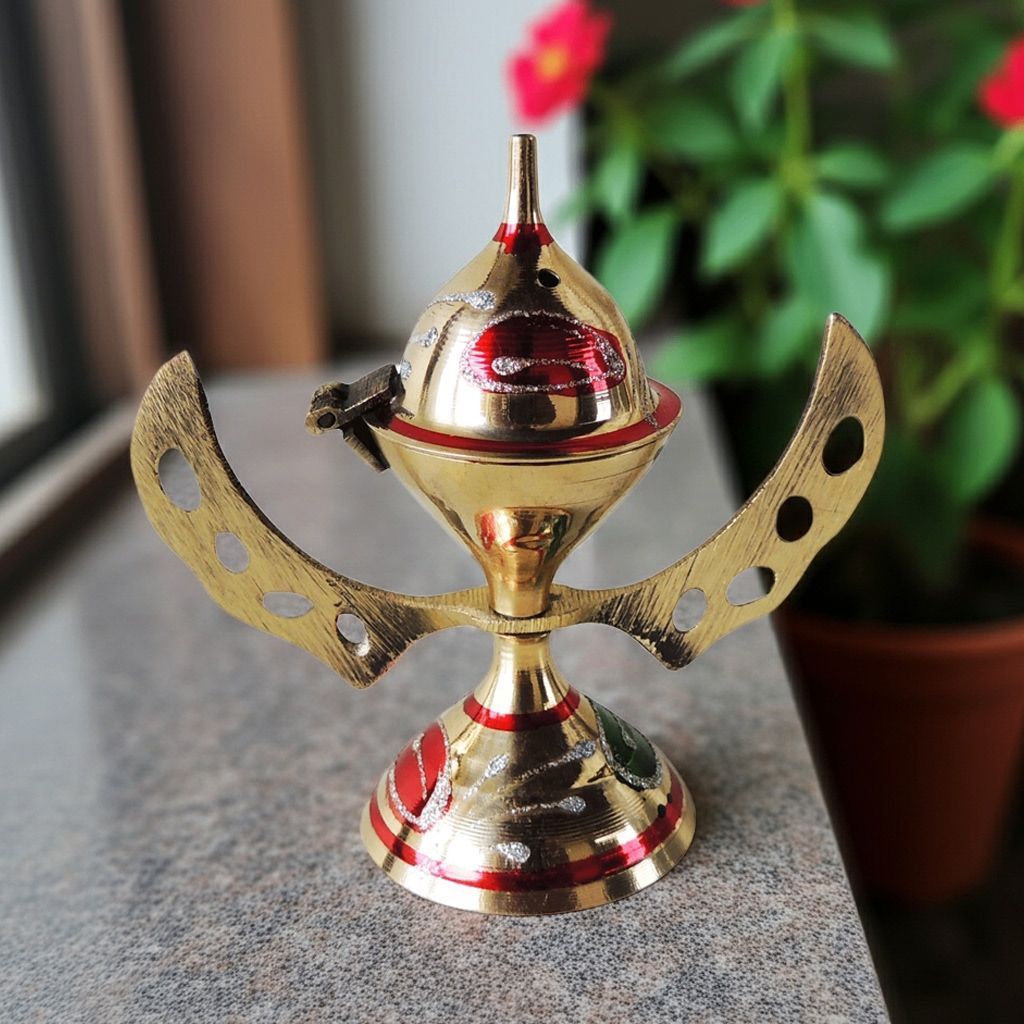 Brass Atar Dan Showpiece | Perfume Container Decorative Brassware, Height : 1.7 Inch (ZMAS469 B)